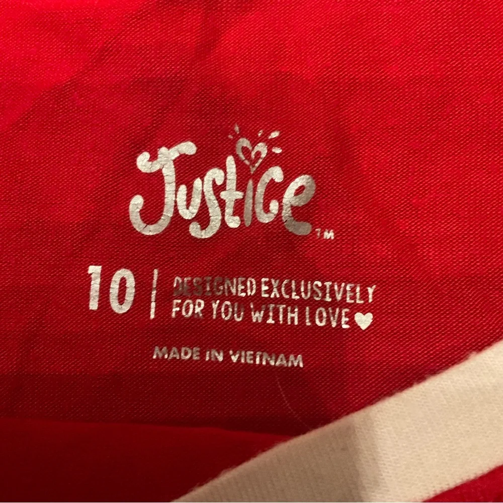 Justice Cat T-shirt Red, White Spartkles